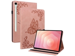 Capa Para Samsung Galaxy Tab S11 Com Borboleta E Flor Rosa