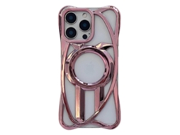 Capa Tkdaddy Para Iphone 16 Pro Max Compatível Com Magsafe, Sem Moldura, Galvanizada, Com Design Vazado, Em Tpu, Ouro Rosa