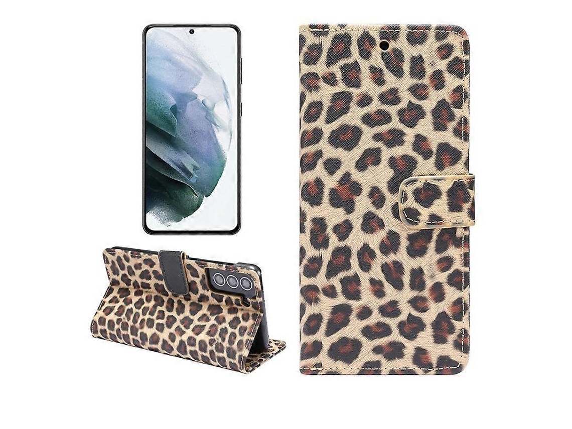 Capa De Couro Com Flip Horizontal E Estampa De Leopardo Para Samsung Galaxy S21 5g Com Suporte E Compartimentos Para Cartões