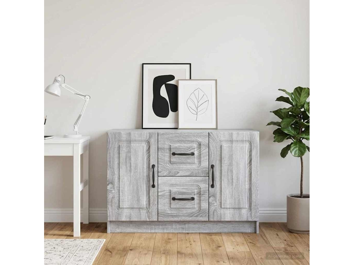 Vidaxl Buffet Sonoma Cinzento 89 X 34,5 X 57 Cm Derivados De Madeira