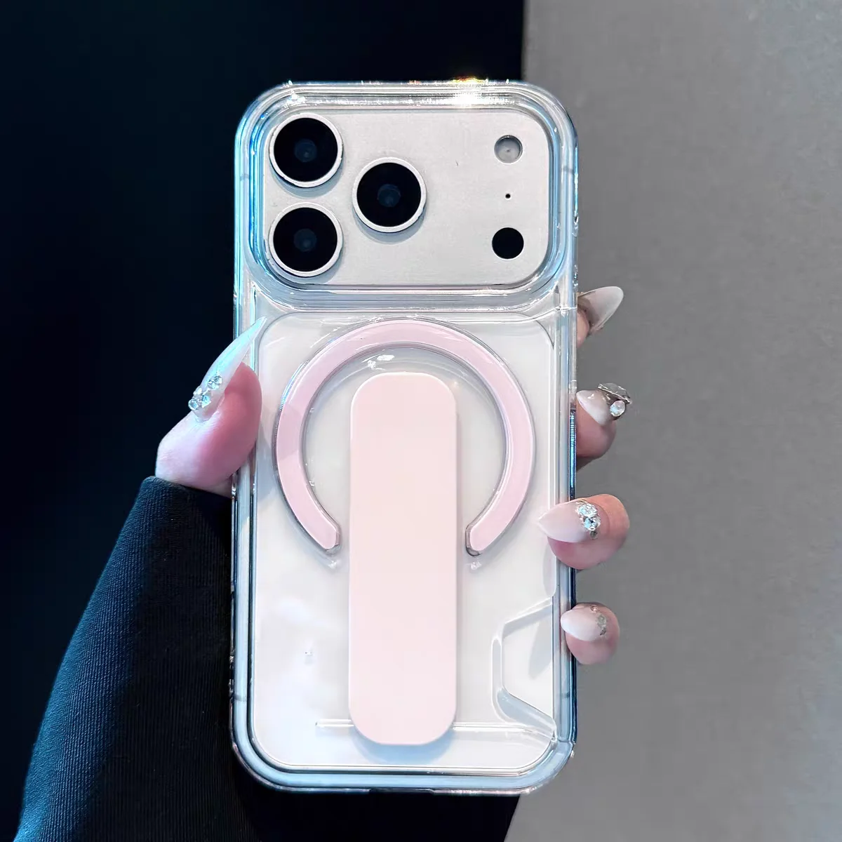 Capa Protetora Magnética (rosa Para Iphone 14 Pro Max), Transparente, Resistente A Impactos.