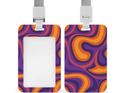 Porta Crachá, Design Laranja E Roxo, Personalizável, À Prova D Água, Protetor De Crachá, Funcionários De Escritório