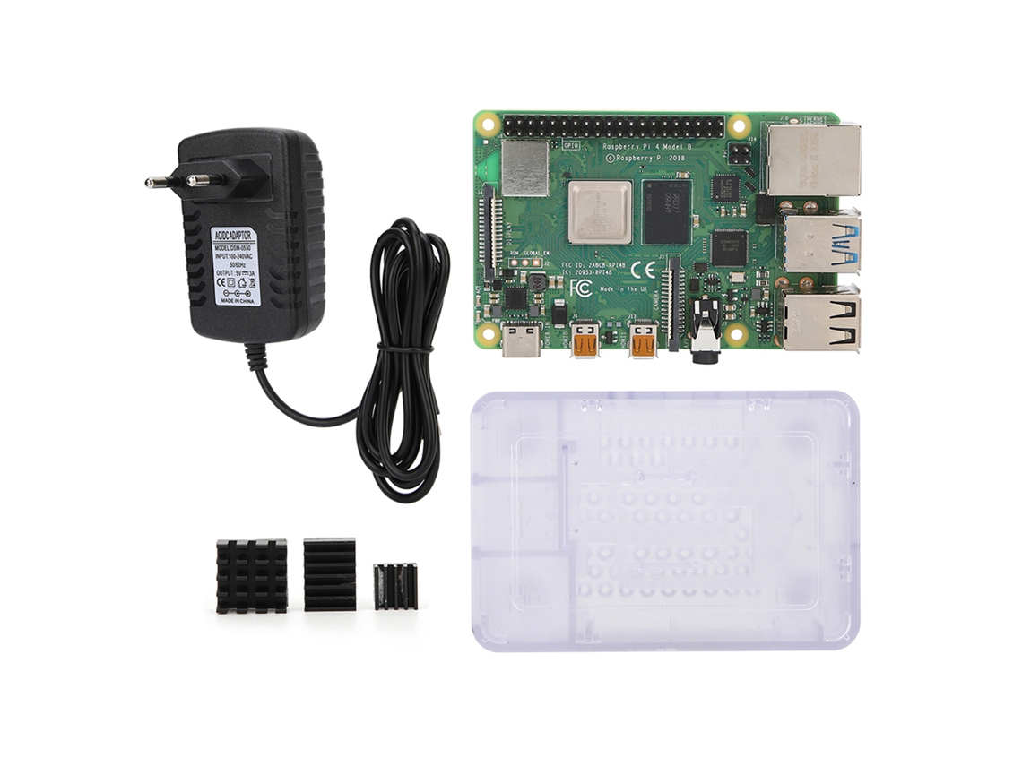 Kit Raspberry Pi 4b (com Capa Abs V4 Incluindo Dissipador De Calor E Fonte De Alimentação)