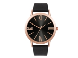 Relógio Casual Unisex de Quartzo Pulseira Pu Preto Elegante Presente Diário
