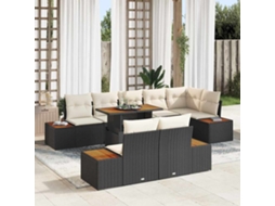 Vidaxl Conjunto De Sofá De Jardim 9 Unid. Preto Rattan Sintético