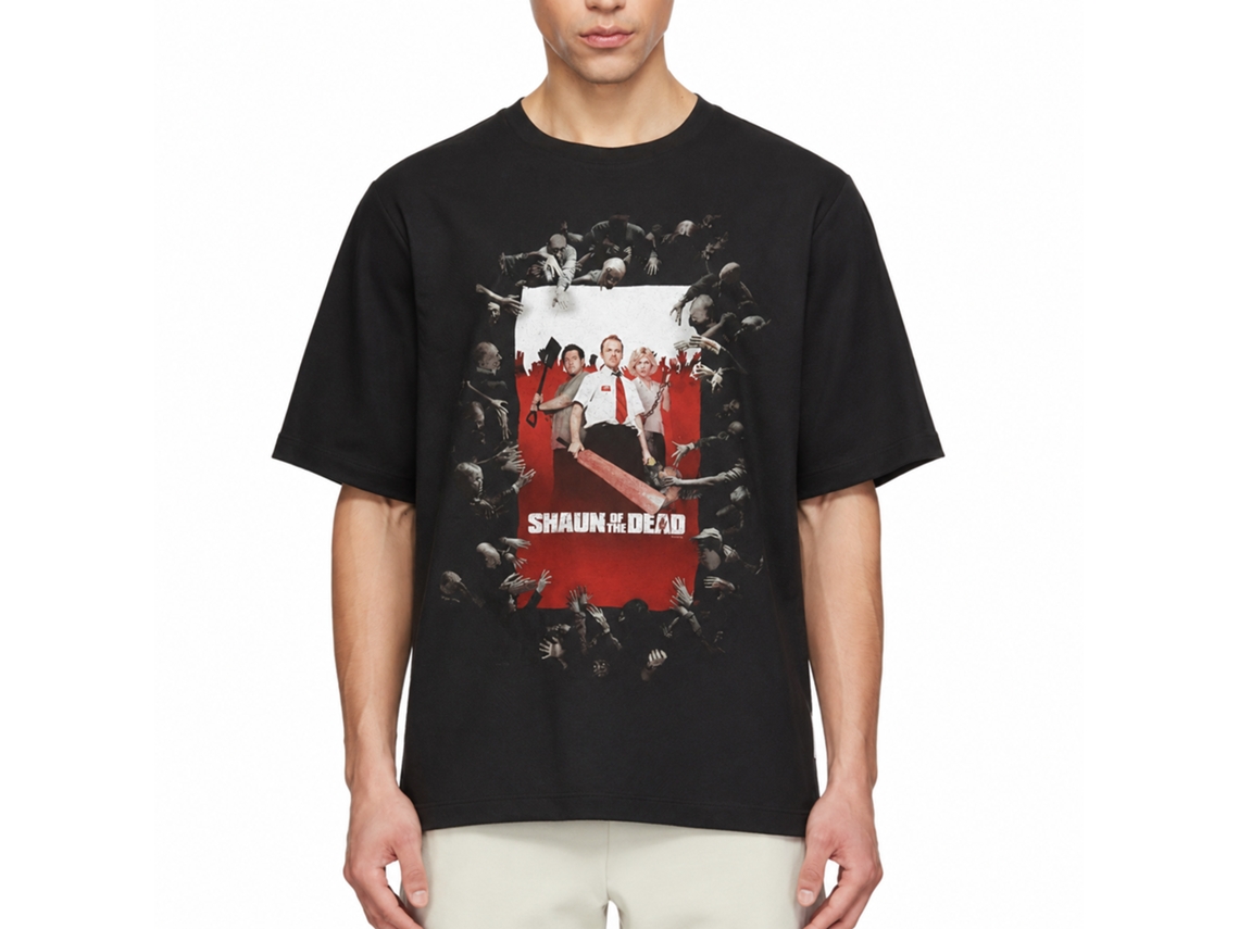 Rockinstone Shaun Of The Dead Movie Shaun Poster Black Adult T-shirt Size:m