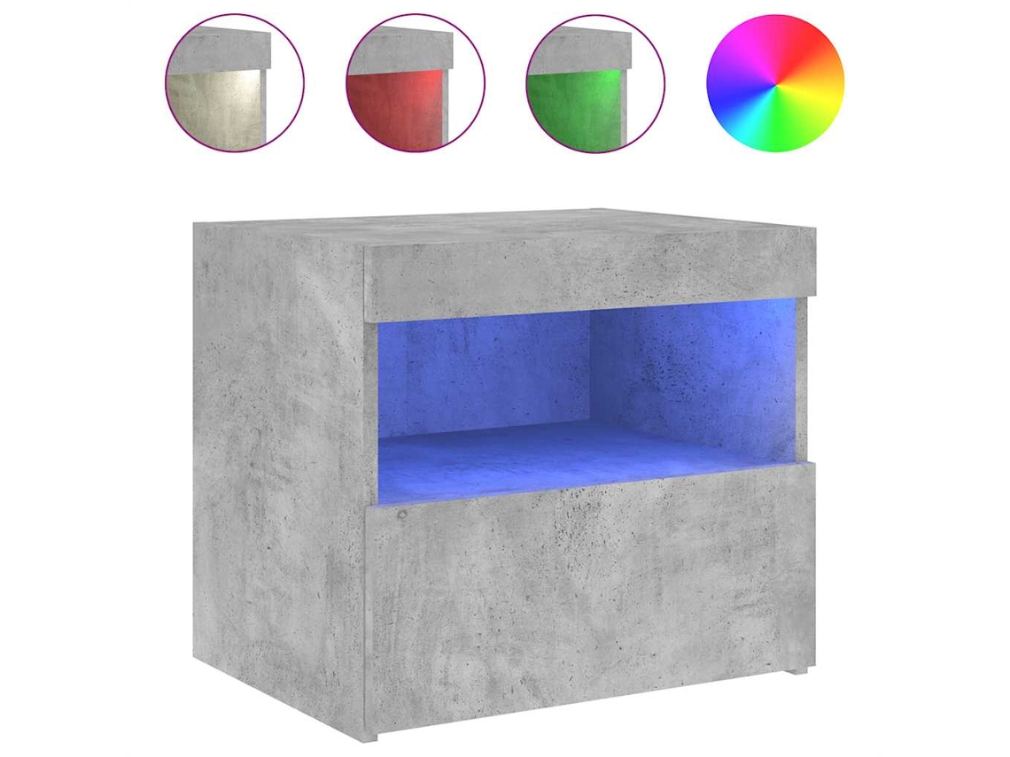Mesa de Cabeceira com Luzes Led MAISON EXCLUSIVE 50x40x45 cm em Cinzento Cimento