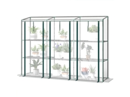 Fogão Externo Transparente Com 3-Níveis Prateleiras, Zíper Portas Estrutura Aço 215x46x151 Cm