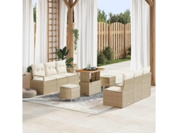 Vidaxl Conjunto De Sofá De Jardim 9 Unid. Bege Rattan Sintético