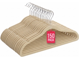 Cabides de Veludo Antiderrapantes Pack 150 Bege com gancho 360° COM-FORT HOUSE