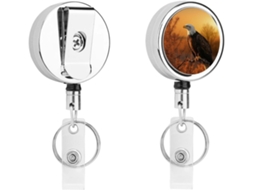 Porta Crachá Retrátil Com Clip Identificação Sunset Bald Eagle Gold, Chaveiro Carrinhos de Identificação, Clipe