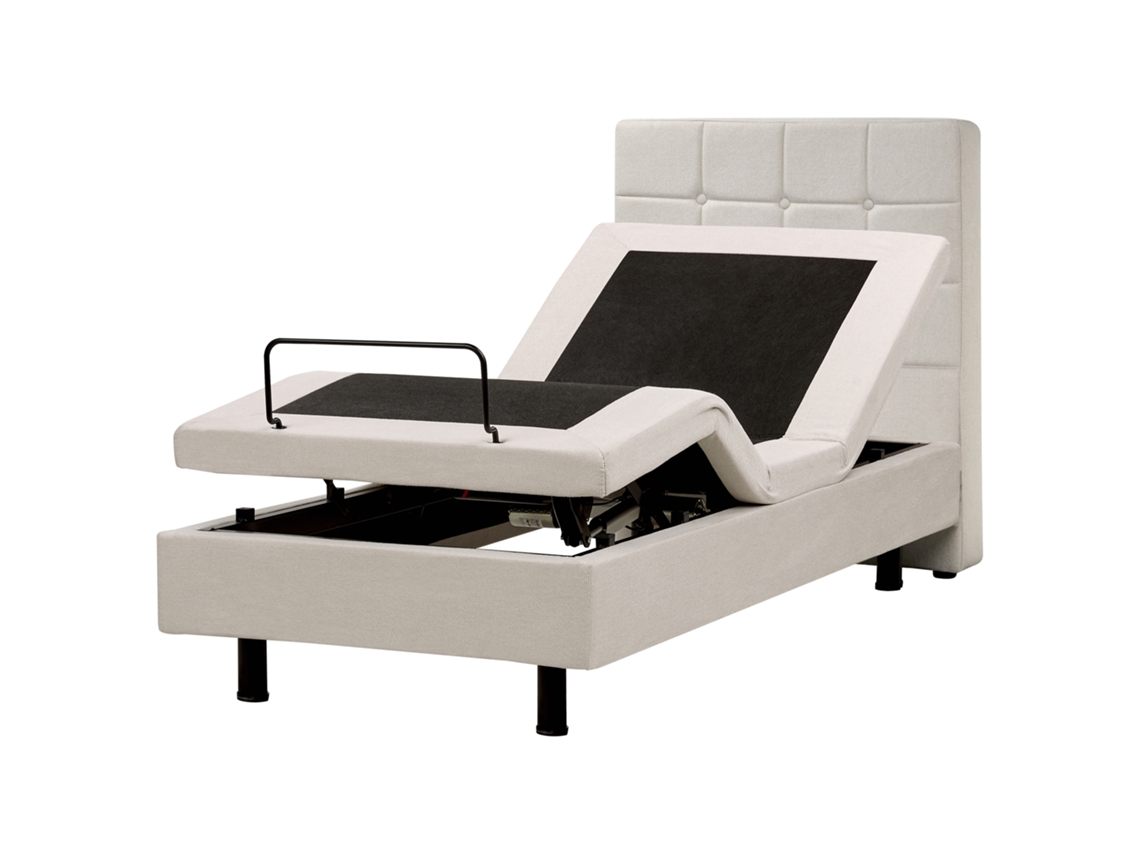 Cama Ajustável Através de Comando Remoto BELIANI Duke de Tecido Creme Claro 80x200