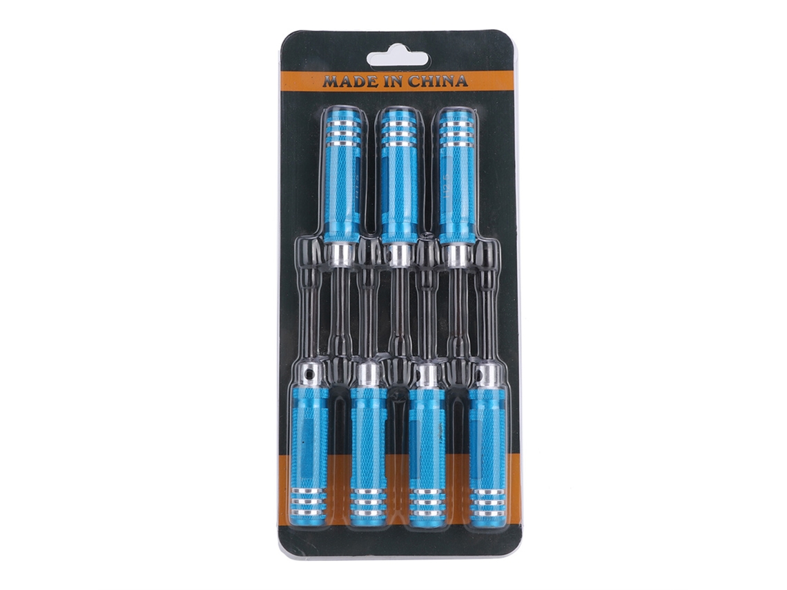 Kit de Chaves de Fenda e Hexagonais Profissional 7 Peças Aço Azul Ferramenta de Reparo Portátil