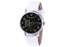 Relógio de quartzo vintage Zhoulianfa com pulseira de couro PU para homens e mulheres, branco.
