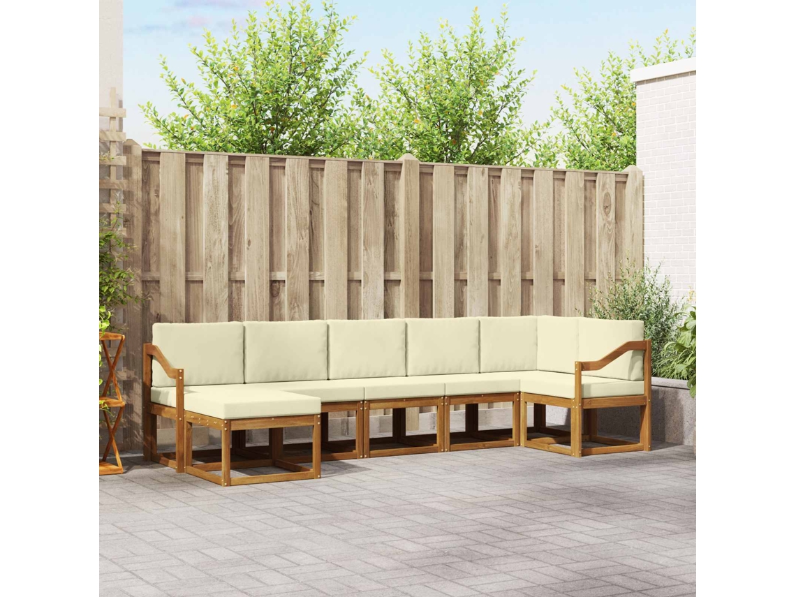 Vidaxl Conjunto De Sofás Para Exterior 7 Unid. Natural E Creme