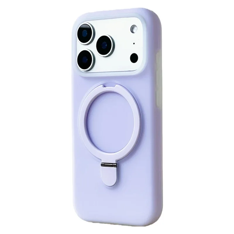 Capa De Celular Com Anel Magnético E Suporte Em Silicone Líquido (roxo Para Iphone 17)