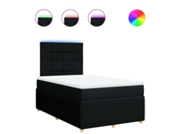 Conjunto 1 Cama Box Spring Vidaxl Preto Tecido (190 X 120 X 150.5 Cm)