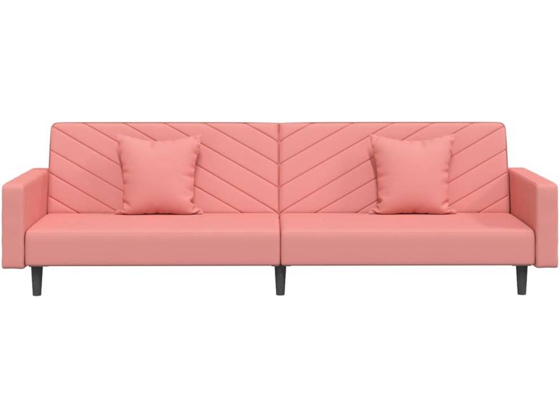 vidaXL Sofácama de 2 lugares c/ 2 almofadas/apoio pés veludo rosa Worten.pt