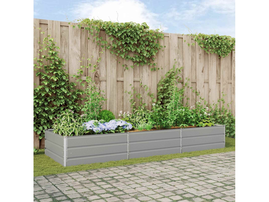 Vidaxl Floreira Cinzento-claro 290 X 100 X 45 Cm Aço Galvanizado