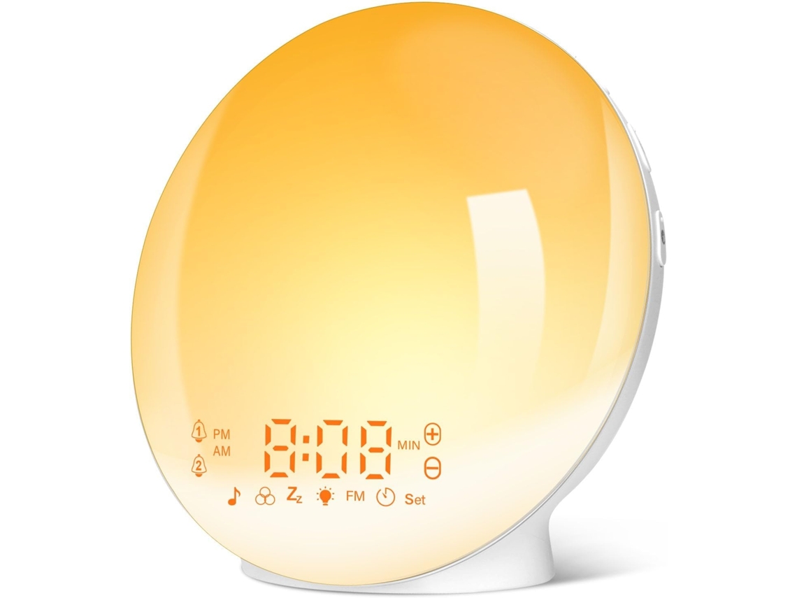 Lurelia Despertador Com Simulação De Nascer Do Sol, Alarmes Duplos, Abajur, Função Soneca, Rádio Fm (branco)
