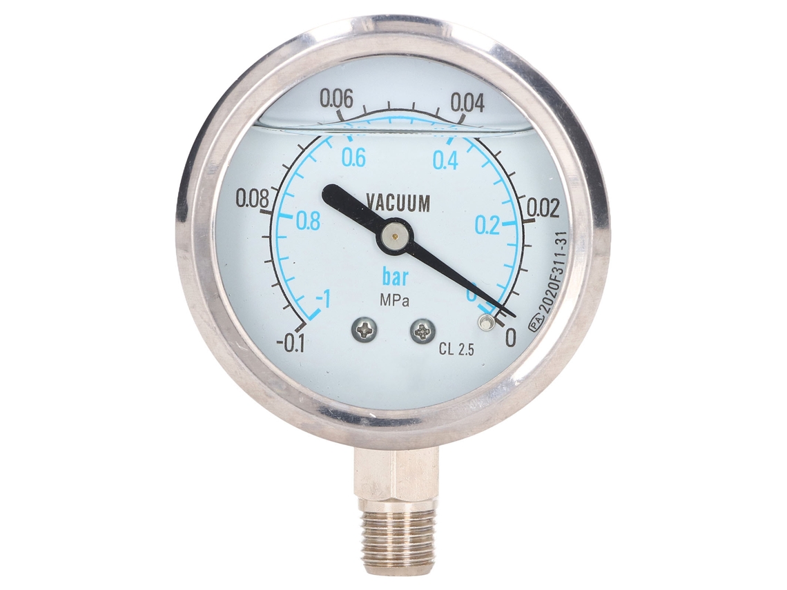 Manômetro de Vácuo Pressão Teste 1/4in Npt Escala Dupla Aço Inoxidável para Água Óleo 0.1 0mpa S/MARCA