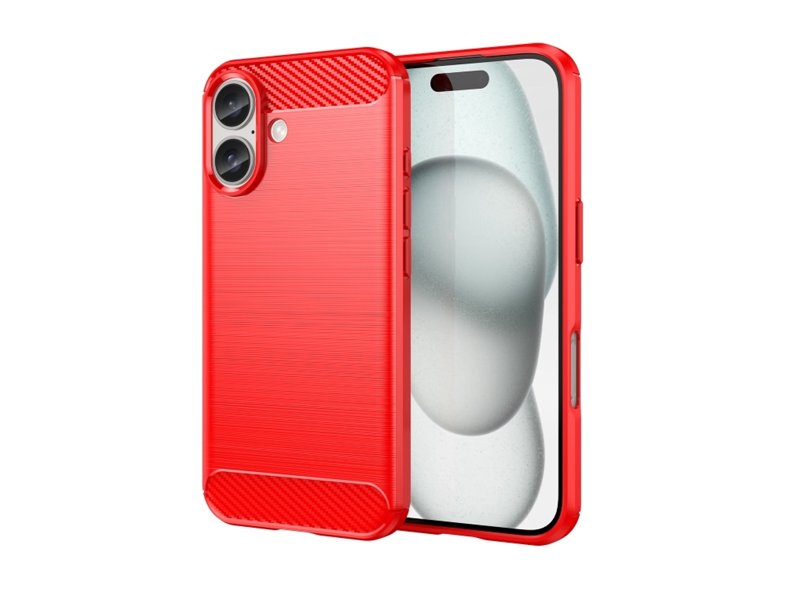 Capa De Tpu Para Iphone 16 - Textura Escovada De Fibra De Carbono
