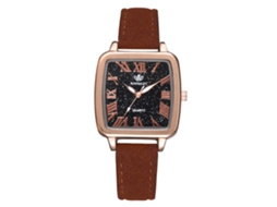 Relógio de Pulso Analógico de Quartzo com Pulseira Pu Ajustável Estilo Elegante Casual Marrom