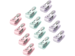 Conjunto De 12 Prendedores Antiderrapantes Para Capa Edredom, Nas Cores Verde, Roxo E Rosa, Ideais Para Fixar Colchas E