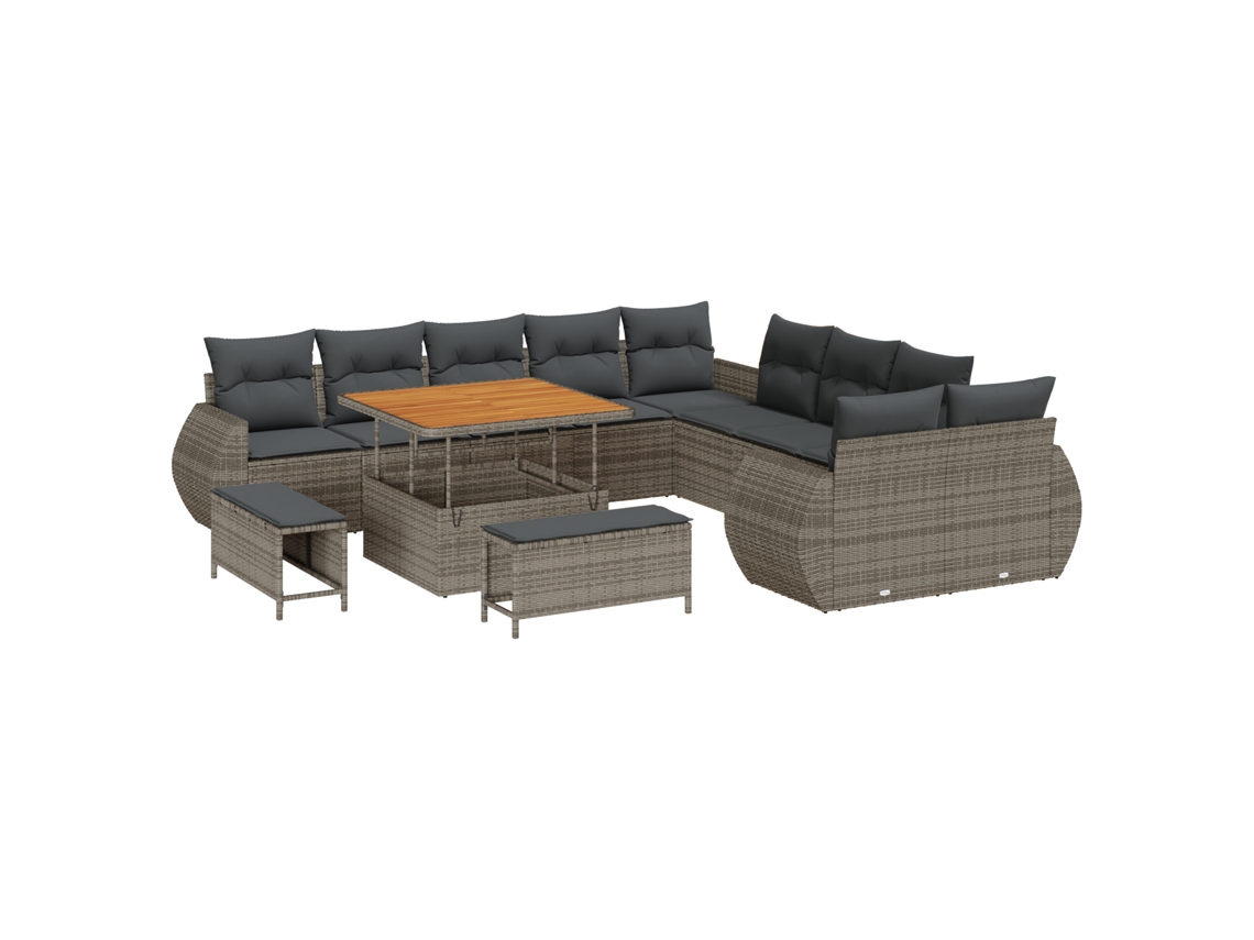 Conjunto 13 Sofá De Jardim Vidaxl Cinzento Vime Pe (100 X 100 X 71 Cm)