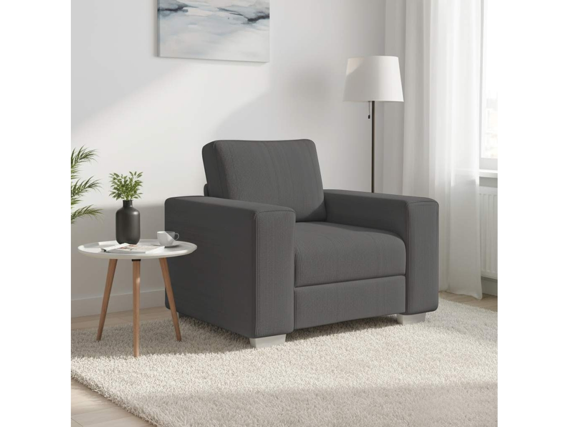 Vidaxl Poltrona 100x77x82 Cm Tecido Corduroy Cinzento-escuro