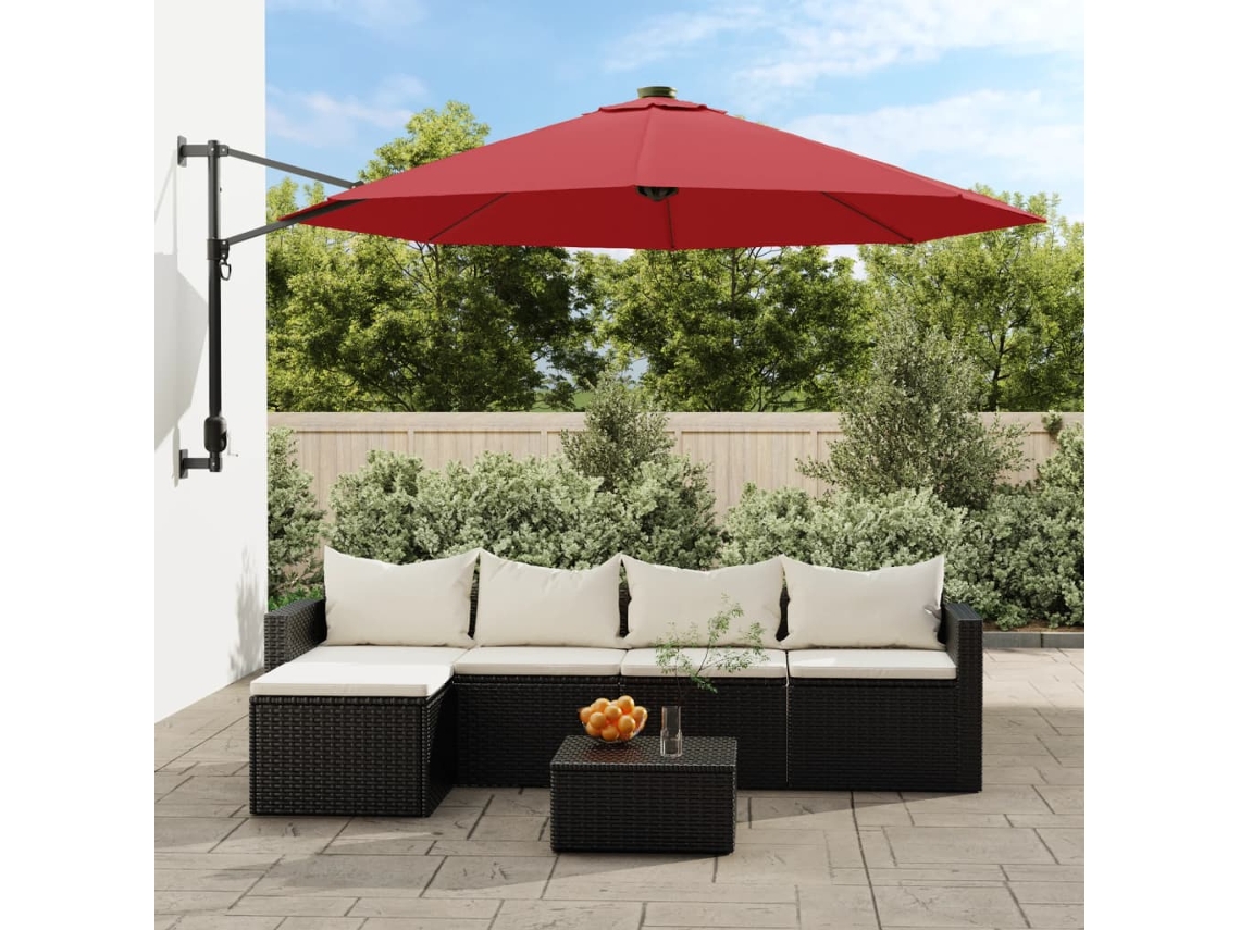 Vidaxl Guarda-sol De Parede 290 Cm Vermelho Brilhante