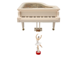 Caixa de Música Piano com Boneca Dançarina para Decoração