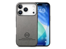 Capa Para Iphone 17 Pro Em Tecido E Couro - Cinza