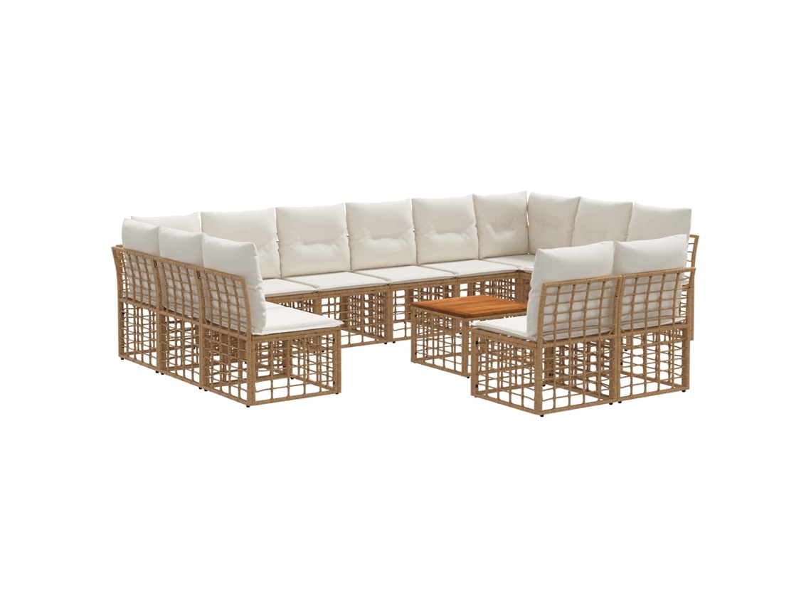 Vidaxl Conjunto de Sofás para Exterior 13 Pcs Natural e Branco Creme