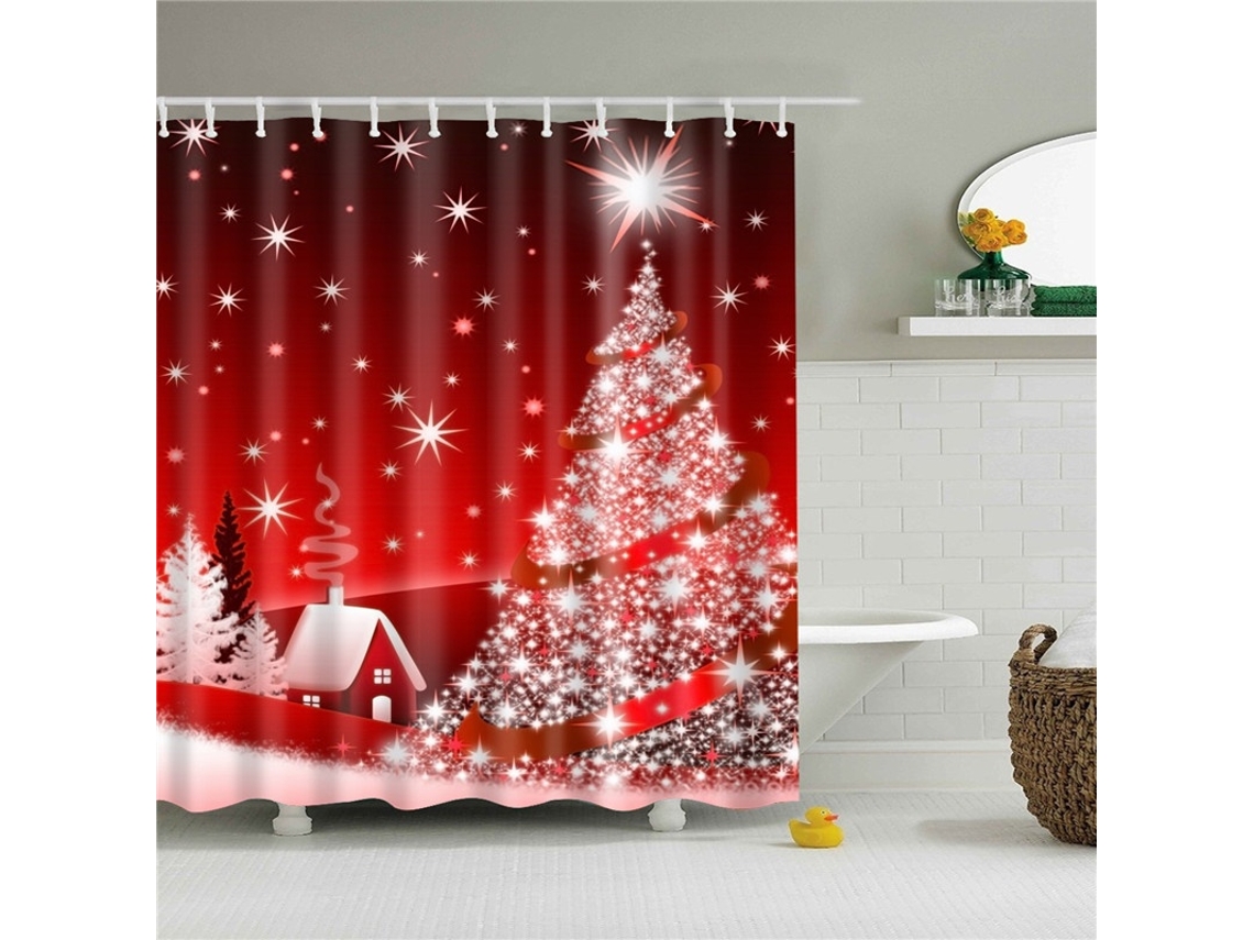 Cortina De Chuveiro - Árvore De Natal E Casa