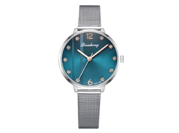 Relógio de Pulseira Feminino de Moda com Pulseira de Malha e Rhinestones Azul