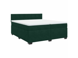 Cama com Molas/colchão 200x200 Cm Veludo Verde escuro MAISON EXCLUSIVE