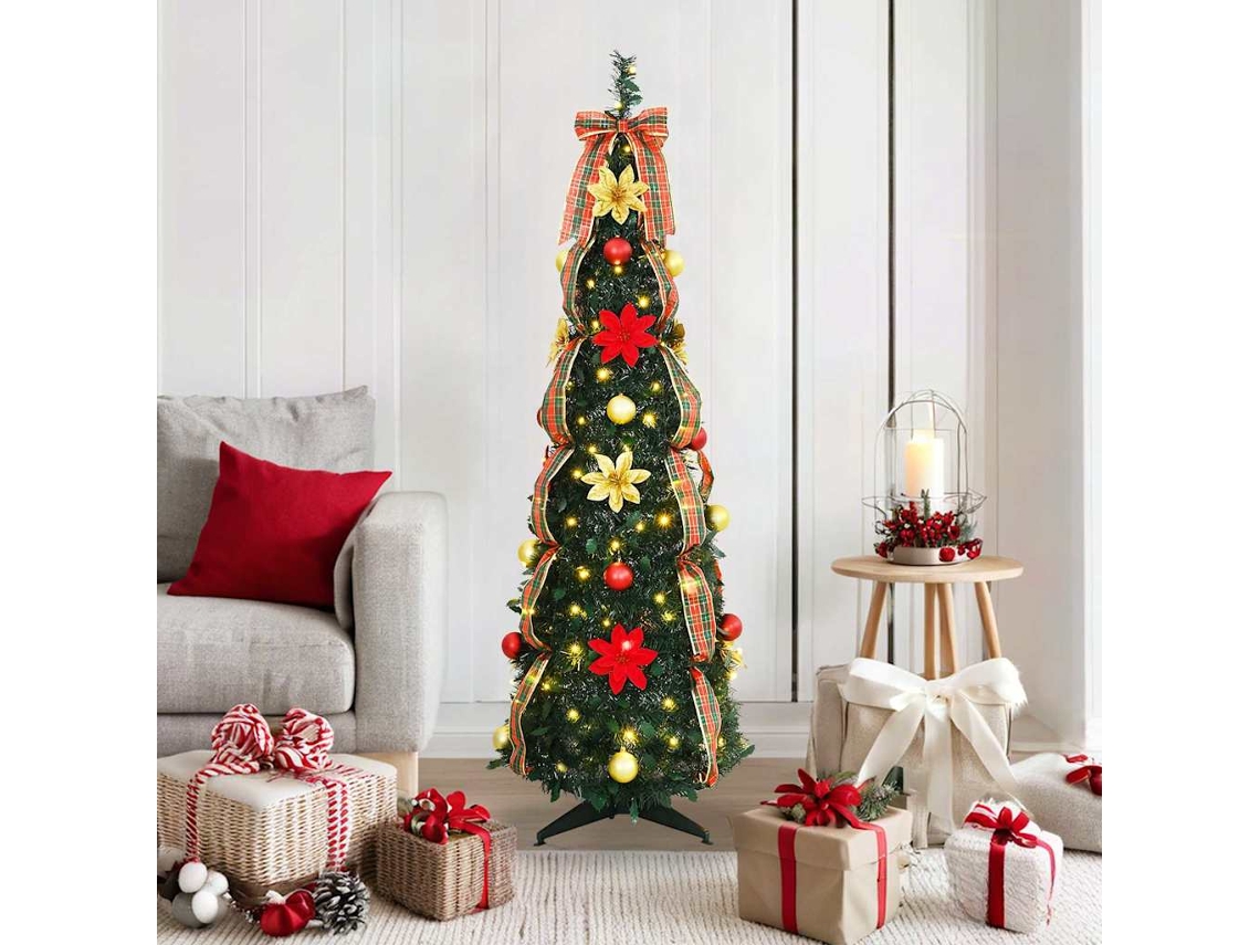 Vidaxl Árvore De Natal Artificial Com 100 Leds Verde 155 Cm Pvc