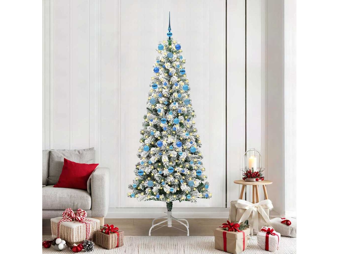 Vidaxl Árvore De Natal Articulada Artificial Verde E Branco 210 Cm