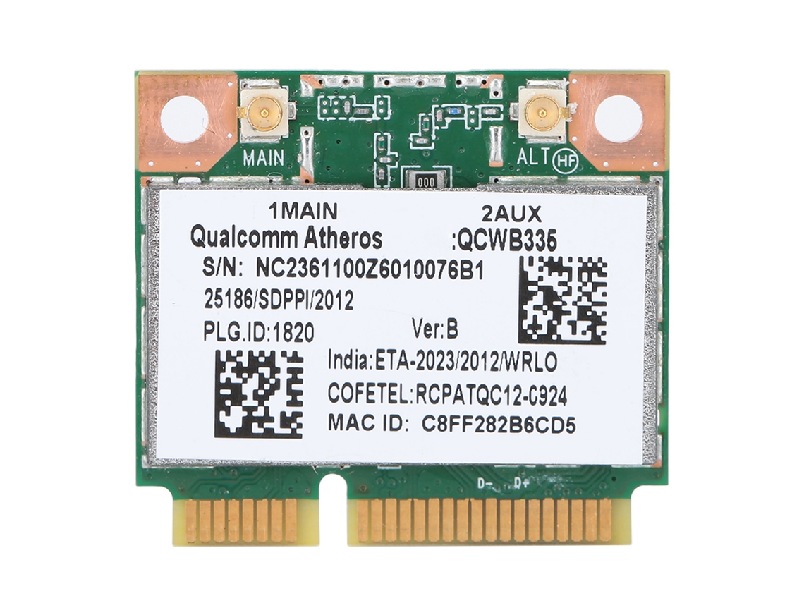Placa De Rede Sem Fio Bluetooth 4.0 Qualcomm Atheros Ar9565 Qcwb335 150mbps Mini Pci E Universal