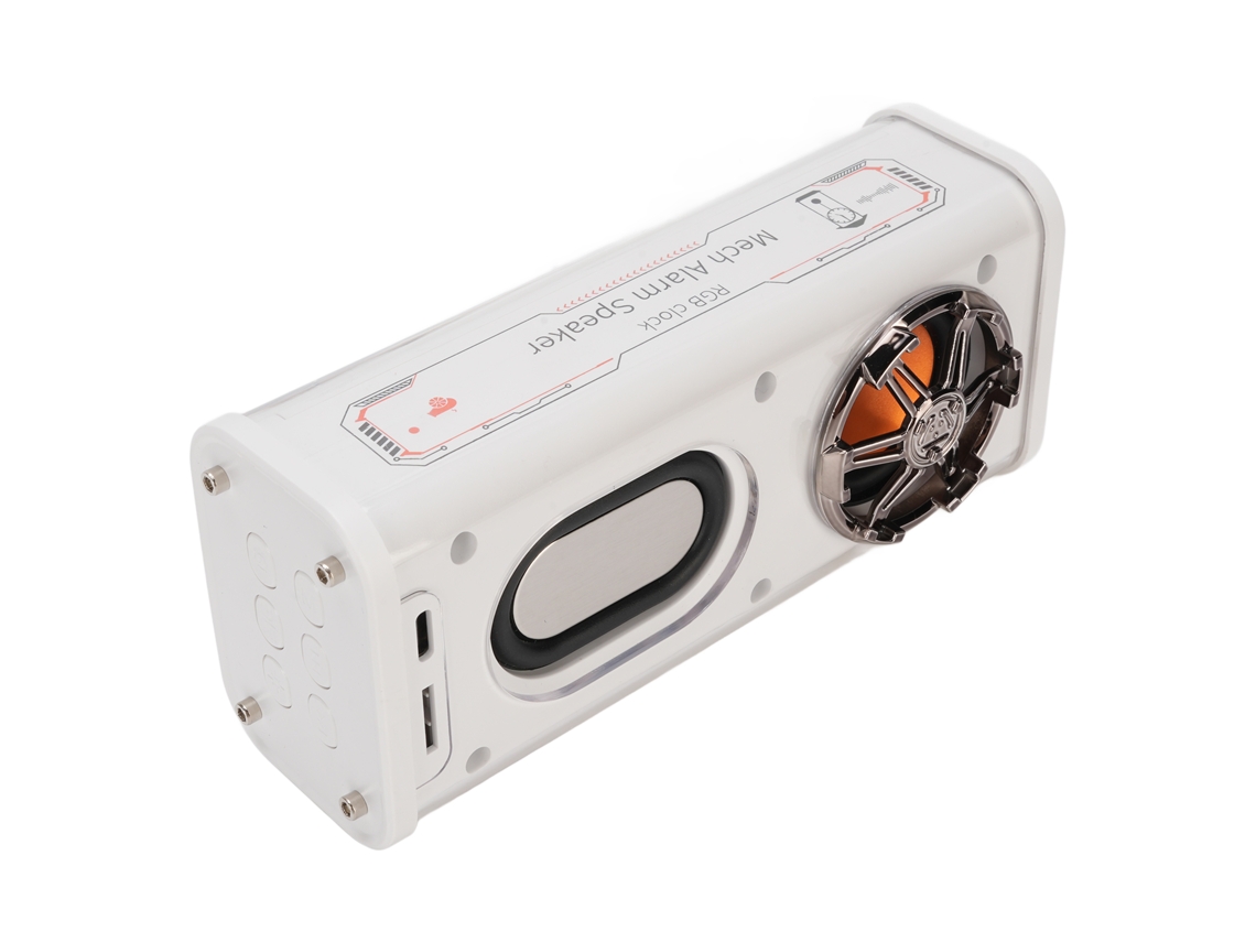Relógio De Mesa Com Alarme Tela Grande, Display De Temperatura E Alto-falante Bluetooth Branco
