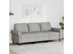Vidaxl Sofá De 3 Lugares 180 Cm Veludo Cinzento-claro