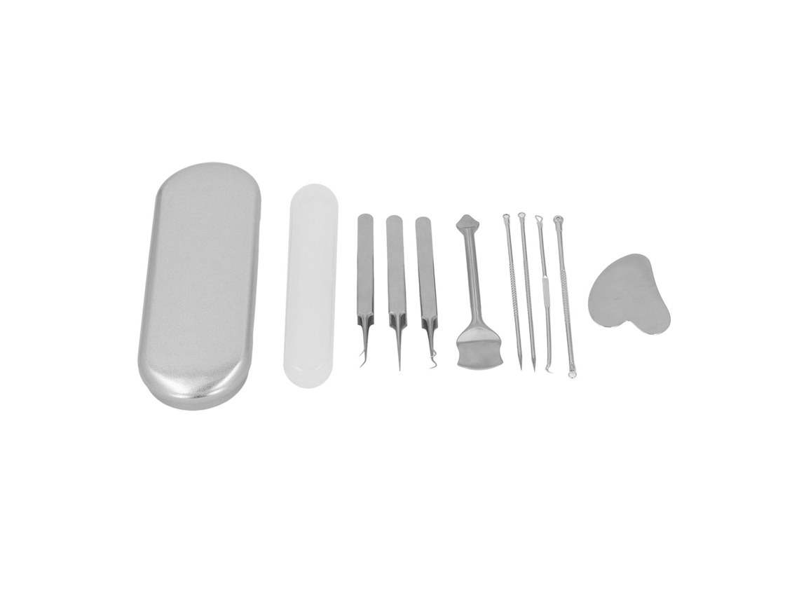 Kit De Ferramentas De Aço Inox Para Remover Cravos E Espinhas Com Extrator E Raspador