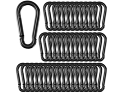 Pacote Com 50 Mosquetões Pretos, 6 Cm (2,36 Polegadas), Mola