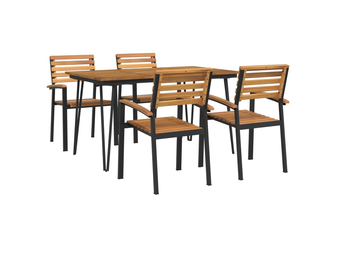 Maison Exclusive - Conj. Jantar P/ Jardim 5 Pcs Madeira De Acácia Maciça E Metal