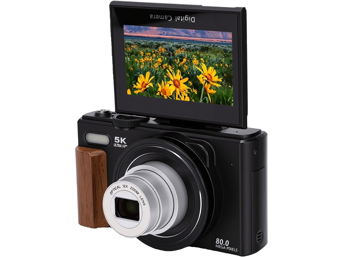 Câmera Digital 5k, 80mp, Wi-fi, Zoom Óptico De 12x, Foco Automático E Tela Articulada De 3 Polegadas
