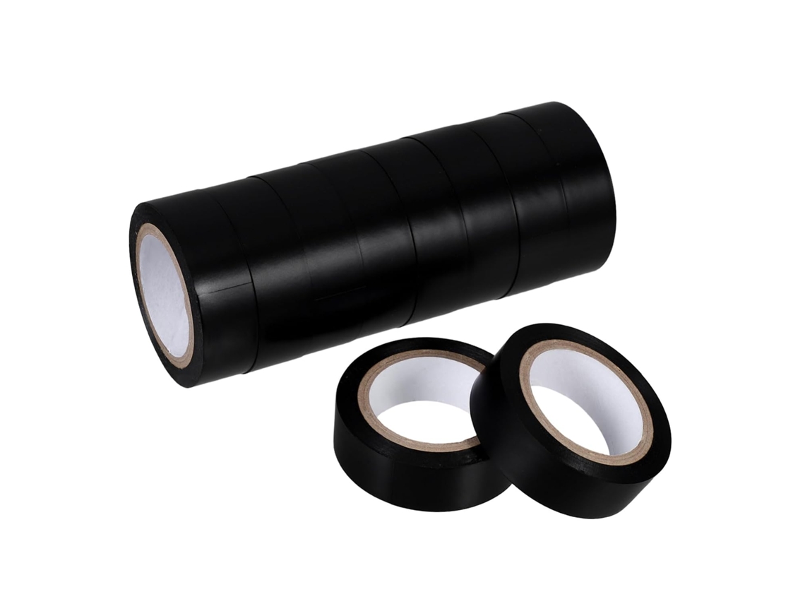 Fita Isolante Industrial De Pvc Preta, 18mm, 10 Rolos