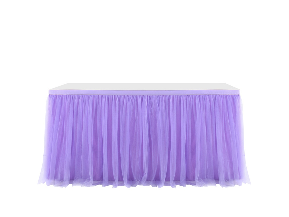 Saia de Mesa de Tule para Mesas Retangulares Ou Redondas Saia de Mesa de Tutu Toalha de Mesa com Babados para Mesa de Festa Roxo
