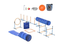 Kit Agilidade Cães 11 Peças 2 Túneis Argola Slalom