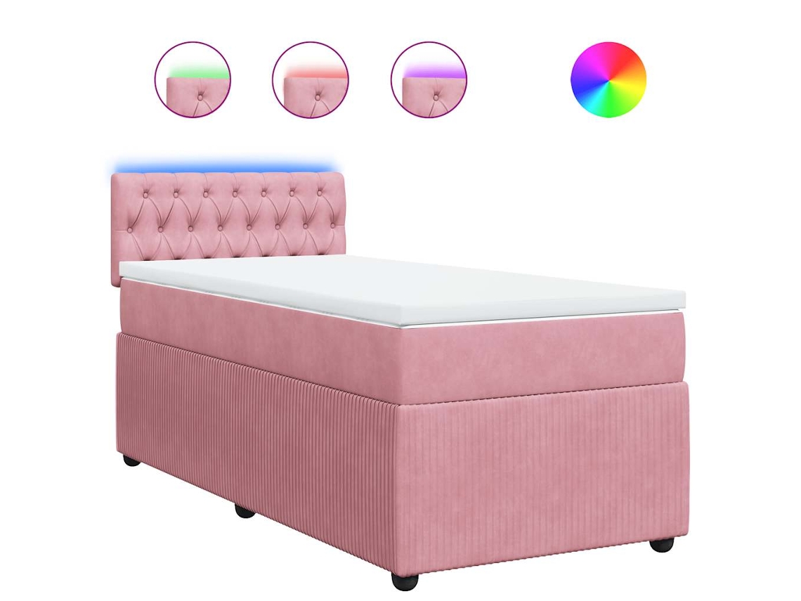 Box Spring Bed, Box Spring Beds Vidaxl Cor-de-rosa Veludo (90 X 190 Cm)
